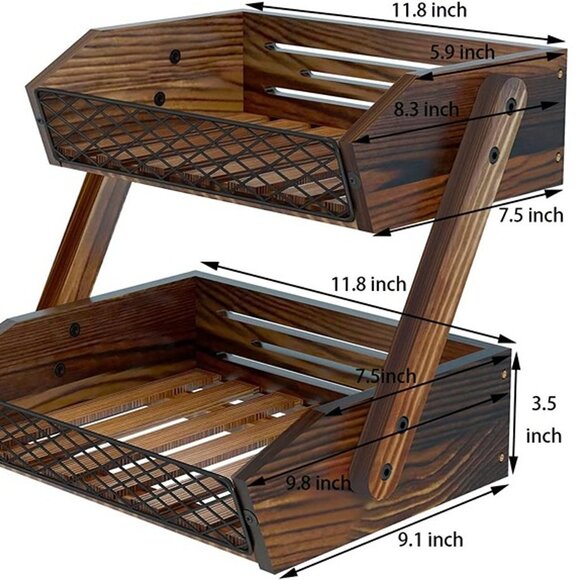 NEW 2 Tier Fruit Basket for Kitchen, Fruit Bowl,Kitchen Counter Organizer, - Picture 7 of 7